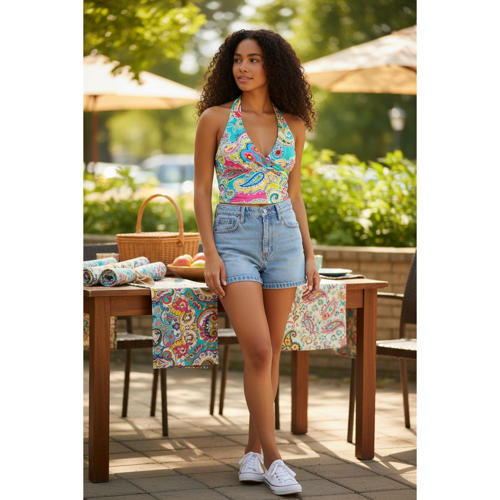 Anne Cole Tankini Top Womens Colorful Beachy Vacay Halter Swimwear Multicolor